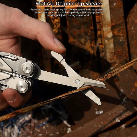 Beast Mode All In One Survival Multitool Pliers With 420 Stainless Steel Build cutting rope with dolphin tip shears.