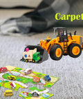 Large Wheeled Loader Heavy Duty Construction Metal Bulldozer Toy for Kids on carpet with colorful play mat in focus