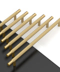 Champagne Bronze Cabinet Pulls 10 Pack 5 Inch Center To Center Knurled Kitchen Cabinet Handles displayed on black and white surface.