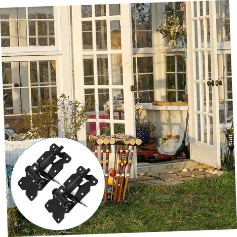 Pro Grade And Tough As Nails Heavy Duty Stainless Steel Gate Hinges Pair For Barn Doors Wooden Fences And Shed Cabinets shown on garden door.