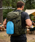 Backpack with Single Portable Parachute Nylon Hammock For Outdoor Adventure attached, ready for camping and hiking
