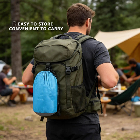 Backpack with Single Portable Parachute Nylon Hammock For Outdoor Adventure attached, ready for camping and hiking