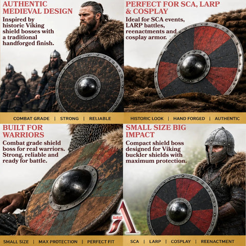 Hand Forged Iron Shield Boss Umbo For Close Combat Grade Medieval Shield Mount Eight Inch Functional Hema