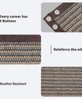Heavy Duty Outdoor Fence Privacy Screen 4x32 Ft With Breathable HDPE Fabric For Patio Yard Balcony And Garden Windscreen Dustproof Cover Built To Last With Grommets And Zip Ties Included Brown showing corner grommets, reinforced edges, and weather resistant material.