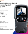 MR160 Imaging Moisture Meter with IGM Tech displayed, showing thermal imaging and moisture detection modes on screen.