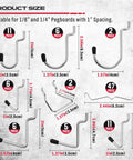 Heavy Duty 121 Piece Pegboard Hook Set With Chrome Metal Hooks Durable Pegboard Organizer Kit showing various hook sizes.