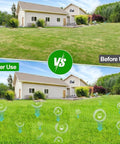 Lawn comparison before and after using 21 Inch Lawn Aerator Workhorse Heavy Duty Manual Tool With 50 Inch Metal Handle.