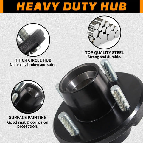 4x4 Inch Trailer Hub Kit for 2000 Lb Straight Spindle 1 Inch or 1 and 1 Sixteenth Inch Fits 4 Bolt Idler Hubs With Castle Nuts