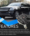 Mercedes Benz Compatible Coolant Overflow Reservoir With Sensor Cap For 2006 2015 GL And ML SUVs alongside a black SUV.