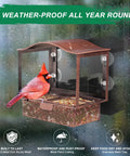 Metal Window Bird Feeder with Wide Viewing Window and Ultra Strong Suction Cups; Waterproof Outdoor Bird Feeder Installed on Glass