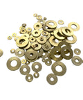 Brass Flat Clock Washers Set 100 Pcs Round Hole Mixed Sizes 2mm To 9mm For Clockmaking And Movement Repair Watchmaker Kit