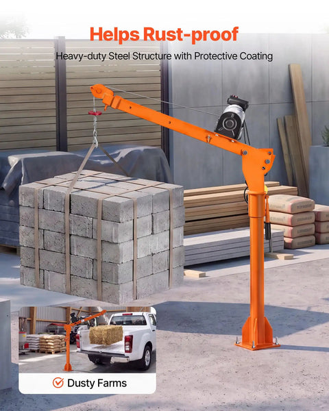 Heavy Hitter Electric Pickup Truck Crane Featuring A 3500 Pound Electric Winch And 360 Degree Swivel Folding Hoist For Real World Job Site Material Hauling