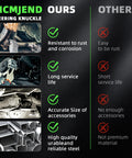Comparison chart of RICMJEND steering knuckle showing advantages over other brands, highlighting durability and precision.