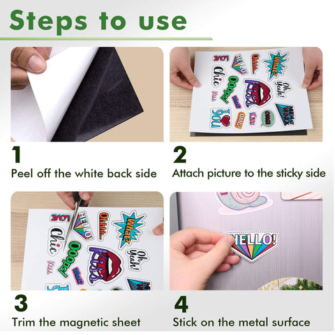 Steps to use 8x10 Inch Magnetic Sheets 12 Pack With Adhesive for crafts and fridge display