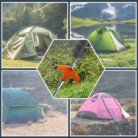 Heavy Duty Screw In Tent Stakes Eight Inch Ground Anchors Metal Stakes For Camping includes tents in various settings
