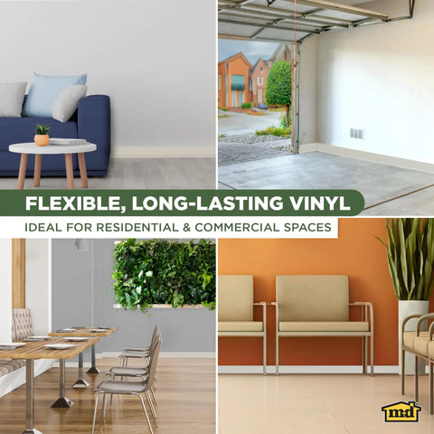 4 Inch By 60 Feet Dry Back Vinyl Wall Base With Toe Flexible Molding Trim For Floors And Baseboards Almond Color Easy Install Durable Finish
