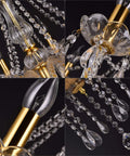 Close-up of K9 Crystal Candle Chandelier 12 Light Pendant Ceiling Fixture for Dining Room Living Room Bedroom with glass detail
