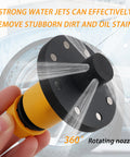 Beast Chassis Cleaner Flusher Kit with Magnetic Mount and 360 Degree Rotating Nozzle in action, spraying water.
