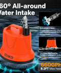 High-flow 660 GPH submersible water pump with copper motor and 360° suction for aquariums and ponds