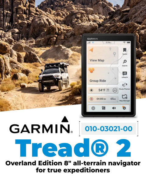 Rugged 8 Inch Off Road GPS Navigator For Off The Grid Adventures with trail navigation and vehicle in desert landscape