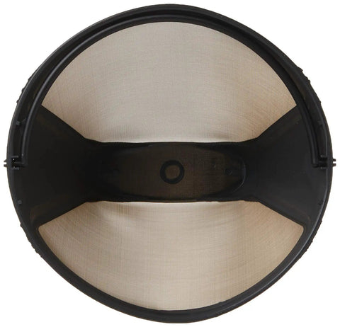 Top view of Gold Tone Permanent Coffee Filter For 10 To 14 Cup Cone Coffee Makers showing reusable mesh design