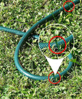 Heavy Duty Garden Stakes And Ground Anchors Set 10 Pack Galvanized U Hooks securing garden hose on grass