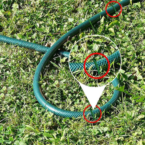 Heavy Duty Garden Stakes And Ground Anchors Set 10 Pack Galvanized U Hooks securing garden hose on grass