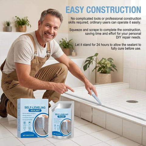 Slick Self Leveling Concrete Crack Filler With Heavy Duty Waterproof Sealant For Walls Floors And Driveways Zero Mess, man applying sealant.