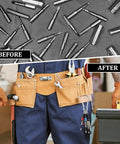 Before and after image showcasing One Quarter Inch Hex Bit Holder Keychain Kit With Quick Change System in use.