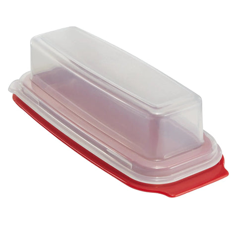 Heavy Duty Butter Dish With Clear Cover That Is Dishwasher Safe Durable Thick Plastic White Base 7.8 By 3.1 By 2.1 Inches
