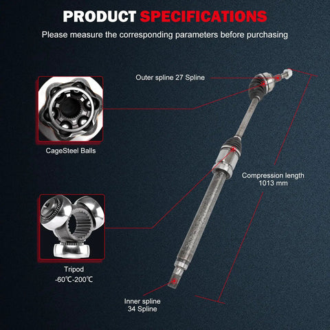 CV Axle Shaft Assembly Front Right For Ford Focus 2012 2013 2014 2015 2016 2017 2018 2.0L L4 Automatic Direct Fit Replacement 662305 OEM Grade Durable Steel Drive Shaft Built To Last with 1013 mm length, 34/27 splines