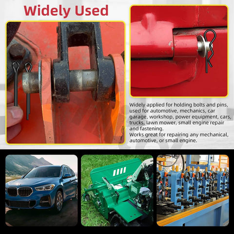 Clevis pin installed in automotive part, showcasing 100 Piece Clevis Pins Kit With 10 Sizes M5 M6 M8 M10 M12 Plus Cotter Pins And Hair Pins