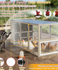 Large Outdoor Chicken Coop With Run For 6 To 8 Chickens Two Tier Side Nesting Boxes Four Lockable Egg Doors Asphalt Roof