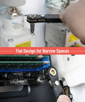 Using Top Shelf Mini Ratchet Set, 34 Piece Cr-V Steel Kit to tighten screws in tight spaces with a flat screwdriver adapter.