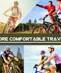 Cyclists riding bikes showcasing use of a Bike Stem Riser Extender Aluminum Alloy Fork Stem Adapter for comfort on varied terrains.