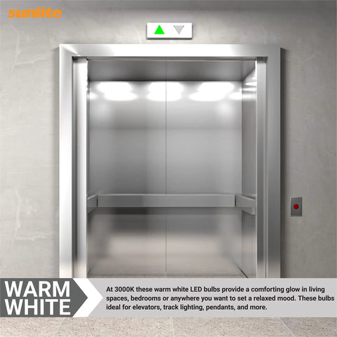 Elevator interior with LED GBF Reflector Bulb 3W 20W Equivalent Replacement for 1383 Incandescent 125 Lumens 12V BA15D Double