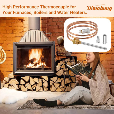 24-inch copper thermocouple with adapter fittings for Honeywell 30 mV systems