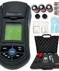 Portable Digital Chlorine Meter for Pools and Spas with Large LCD Display Measures Free and Total Chlorine, kit shown.