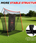 10x7Ft Golf Net With Turf Mat And Noise Free Target For Backyard, Garage, And Terrace with black frame on a golf course