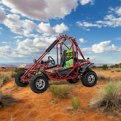 Go Kart With 169cc 10 HP Engine, 35 MPH Top Speed, Independent Suspension, Adjustable Seats, Baja Lights, All Terrain Tires, Adult Size