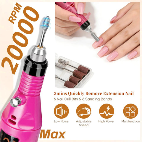 Close-up of drill from All In One Gel Nail Kit With UV Lamp And Drill Starter Kit 36 Colors Gel Polish Set Including Base Coat Matte