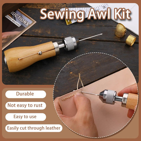 Pro Grade Leather Sewing Kit With Waxed Thread And Hand Sewing Machine Portable Stitching Tool For DIY Leather Repair