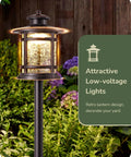 Low Voltage Pathway Lights Set, 3.4W 155LM 12V 3000K Warm Outdoor LED, bronze lantern design illuminated in garden