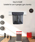 Mesh Slatwall Storage Baskets With Zipper Collapsible Hanging Organizer Set Heavy Duty Metal Frame 2 Pack installed in gym