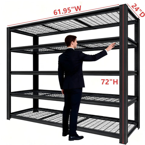 Rock Solid Garage Shelving Unit 72 Inches Tall With 5000 Pound Capacity And Fully Adjustable Heights Perfect For Warehouse Workshop Organization Heavy Duty Metal Storage Rack That Holds Heavy Gear All Day Long Without Skipping A Beat