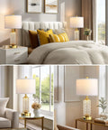Set Of 2 Dope Gold Table Lamps With USB A And C Ports And Built In Night Light Top Table Lamp Plus Bottom Night Light 4 Way Rotary Switch LED Night Light Perfect For Bedroom Nightstand Living Room in a cozy setting