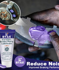 Pro Grade High Temp Brake Caliper Grease For Disc Brakes, 2 Pack 1oz Each, application on brake pad and lubricant tube.