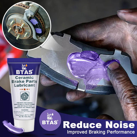 Pro Grade High Temp Brake Caliper Grease For Disc Brakes, 2 Pack 1oz Each, application on brake pad and lubricant tube.