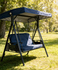 Heavy Duty Waterproof 3 Seat Swing Canopy Replacement for Porch Garden Backyard Bench Swing Navy Weatherproof Shade Top
