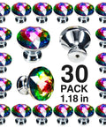 Crystal Cabinet Knobs Set 30 Pack For Dresser Drawers One And Three Sixteenths Inch Diamond Glass Pull Handles with two screws